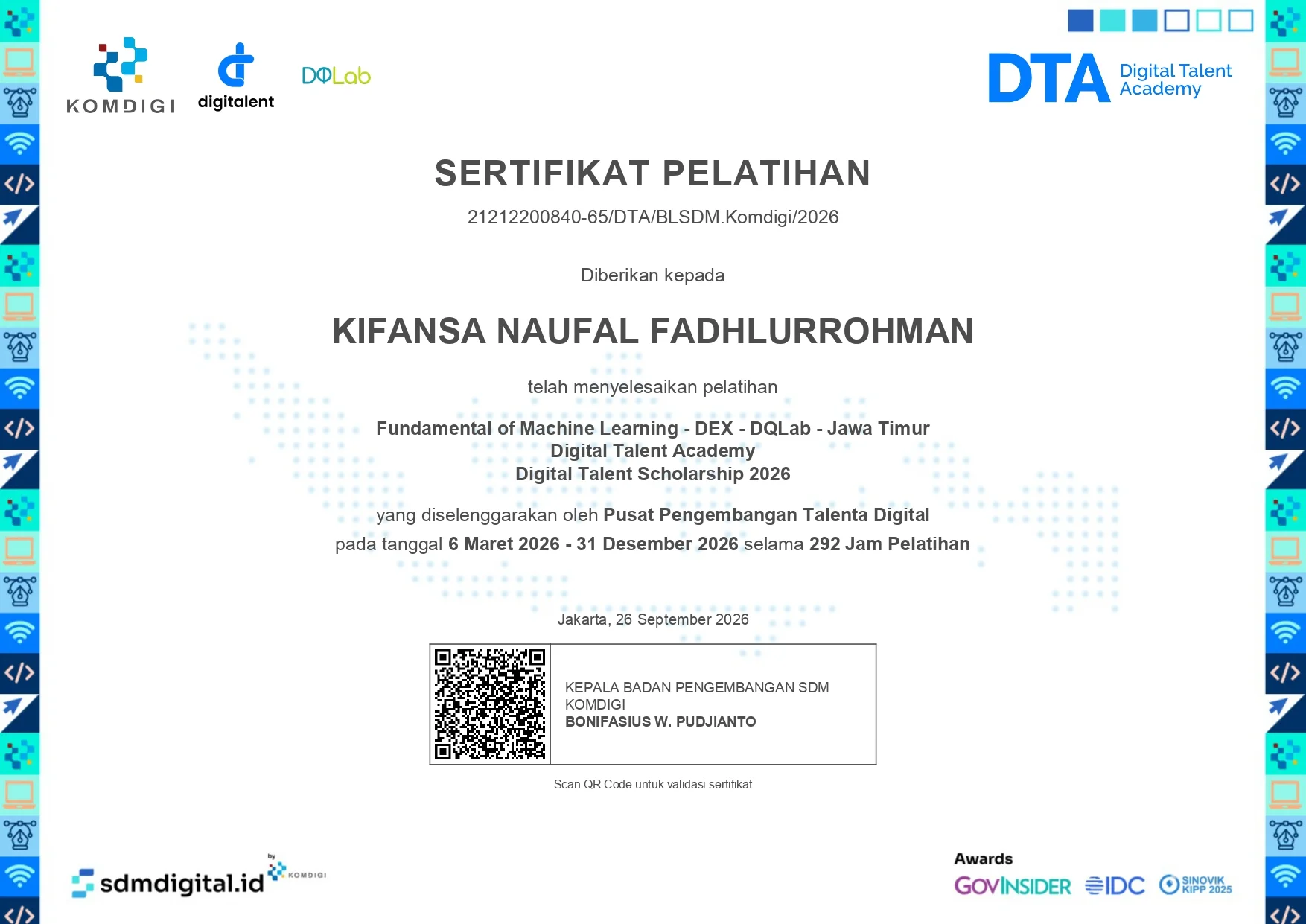 Fundamental of Machine Learning certificate